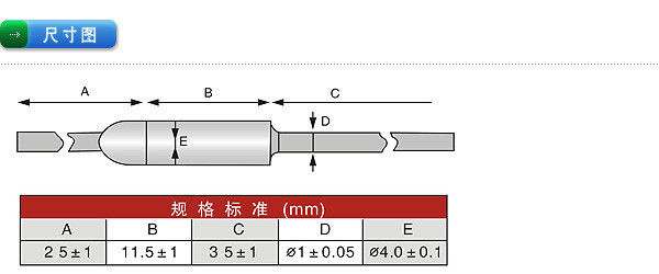 溫度保險絲(si) 尺寸圖
