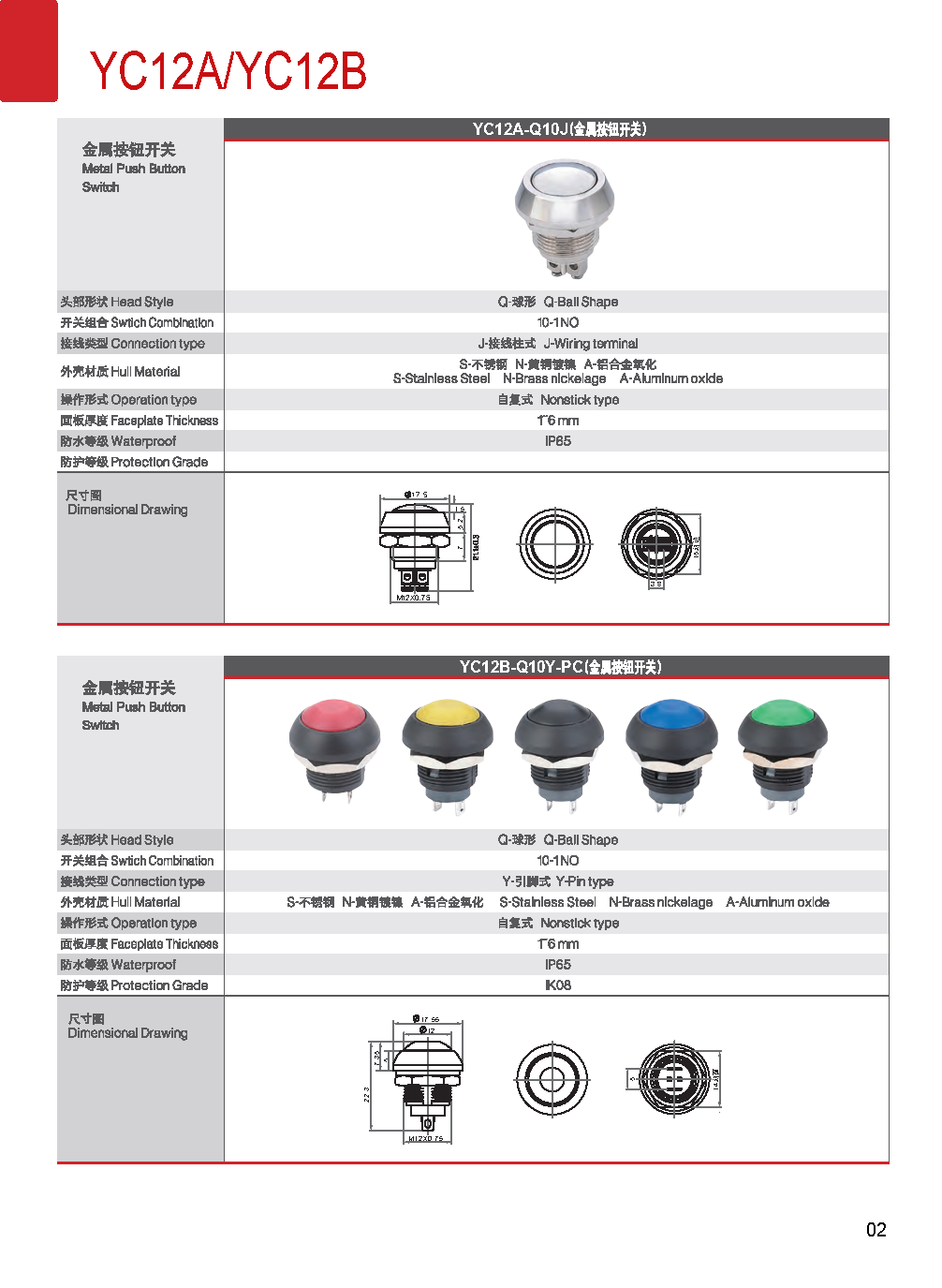 12mm金屬按鈕開關